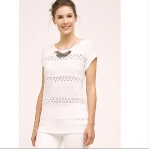 Anthropologie Akemi + Kin White Lattice Stripe Linen Top size XS